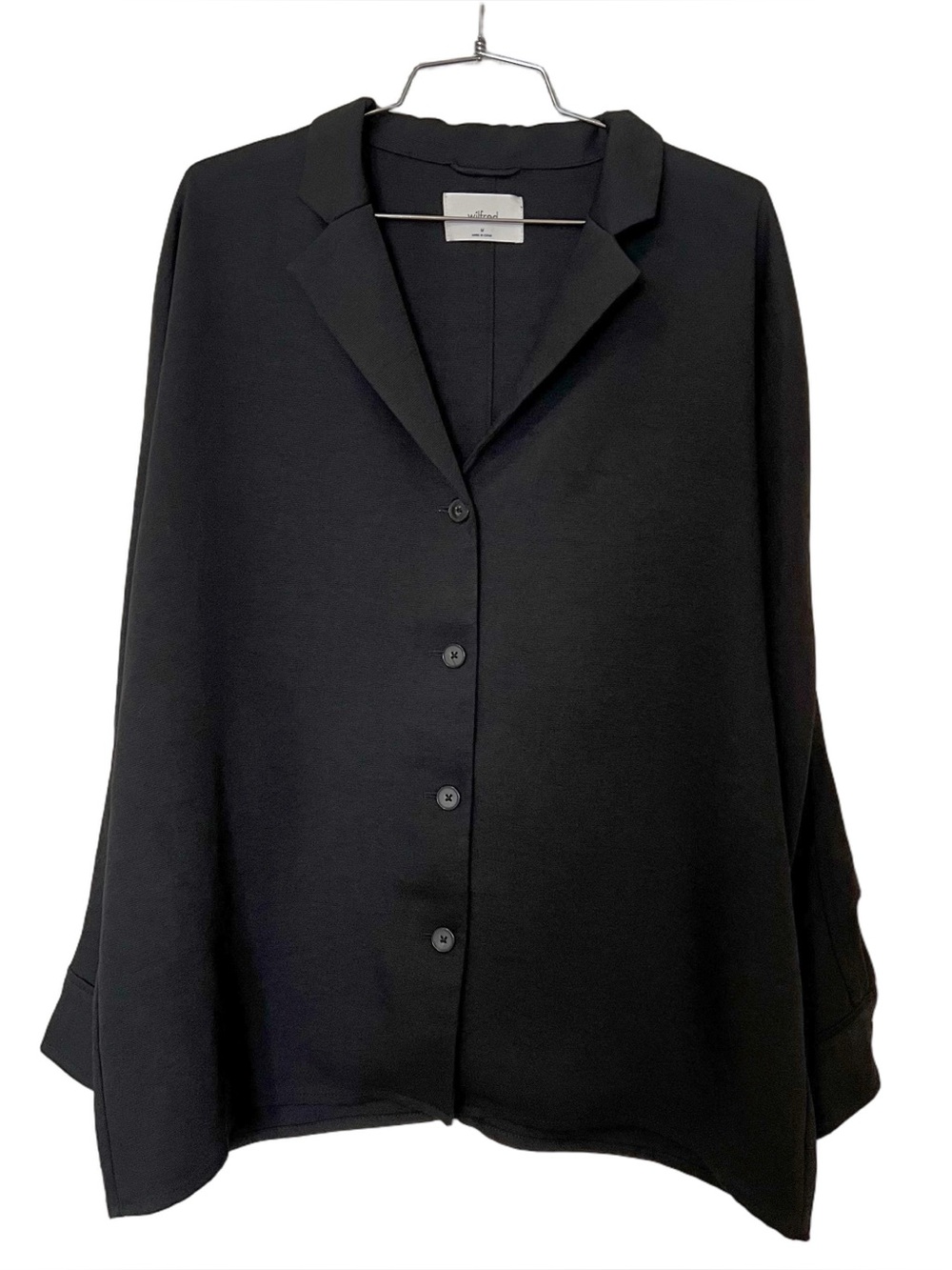 Aritzia Wilfred Black Long Sleeve Flowy Crepe Button Up Shirt Blouse - Sz M